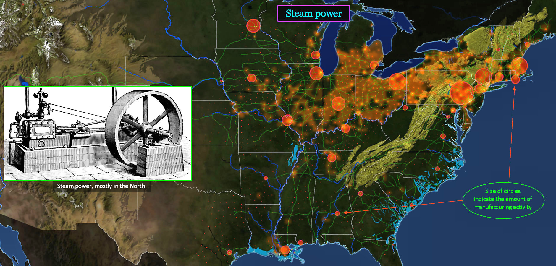 Manufacturing, 1870 map